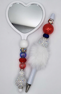 Sparkling Liberty Heart Hand Mirror & Beaded Pen Gift Set