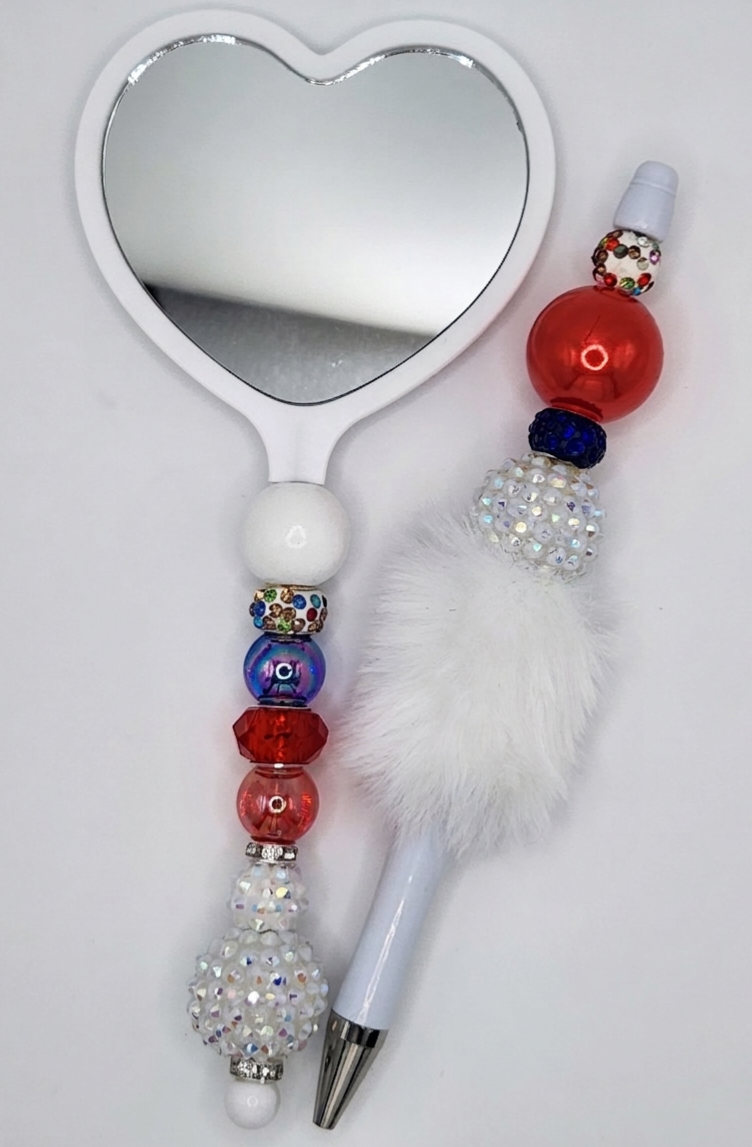 Olivia Sparkles "Star-Spangled Sparkle" 4th of July Matching Pen and Mirror Set