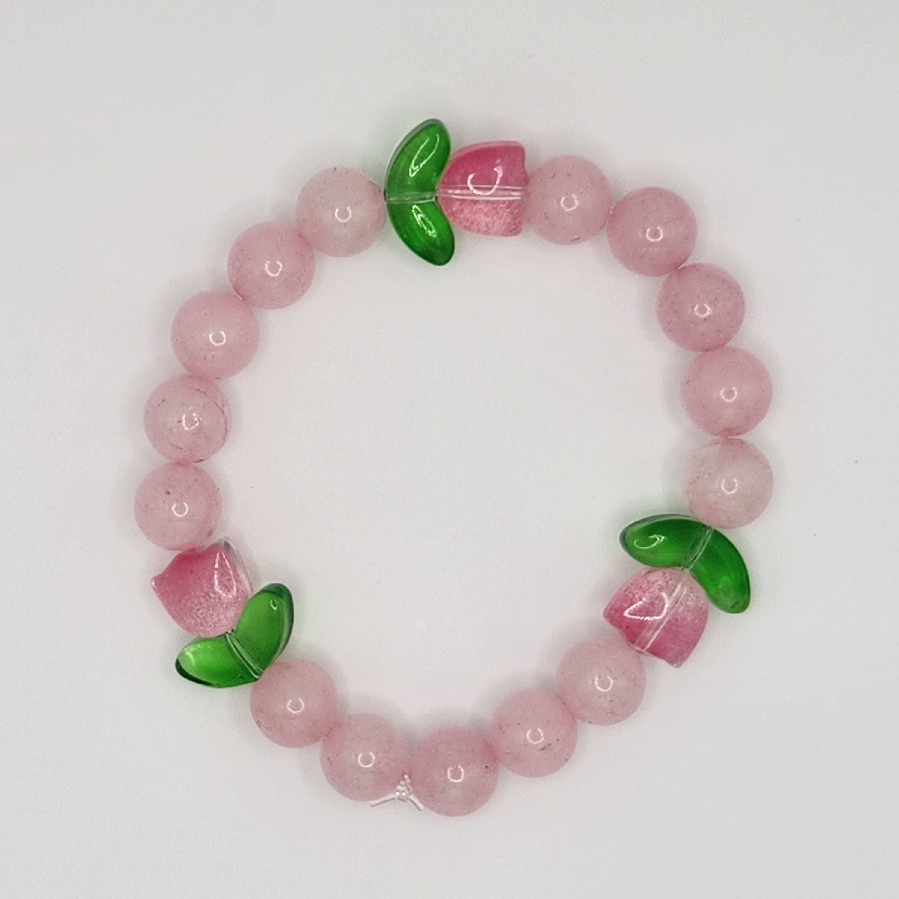 🌸 Olivia Sparkles Summer Collection: The Tulip & Rose Quartz Beaded Bracelet