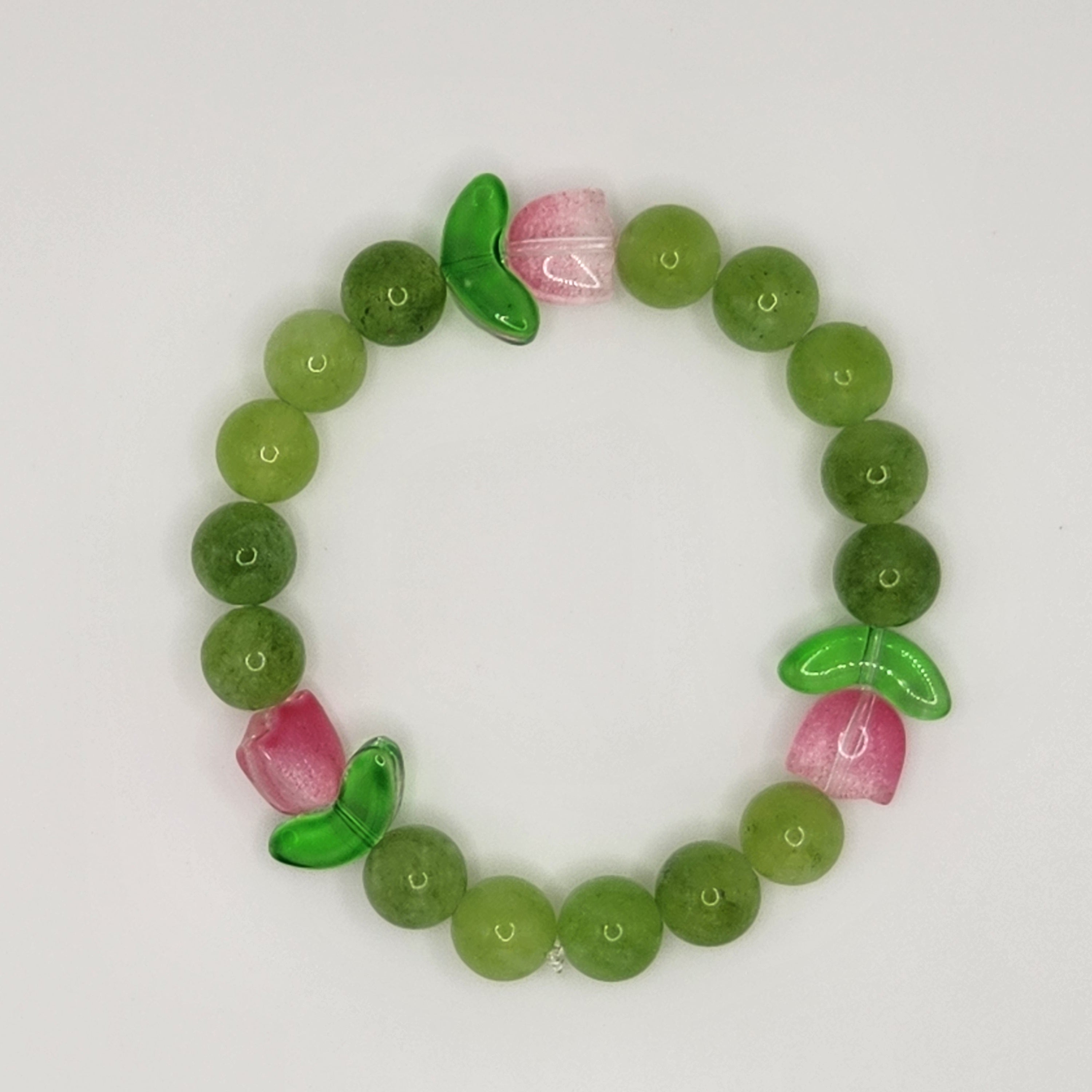 🌿 Olivia Sparkles Summer Collection: The Tulip & Jade Beaded Bracelet