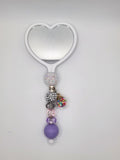 Olivia Sparkles Handmade White & Lavender Heart Hand Mirror