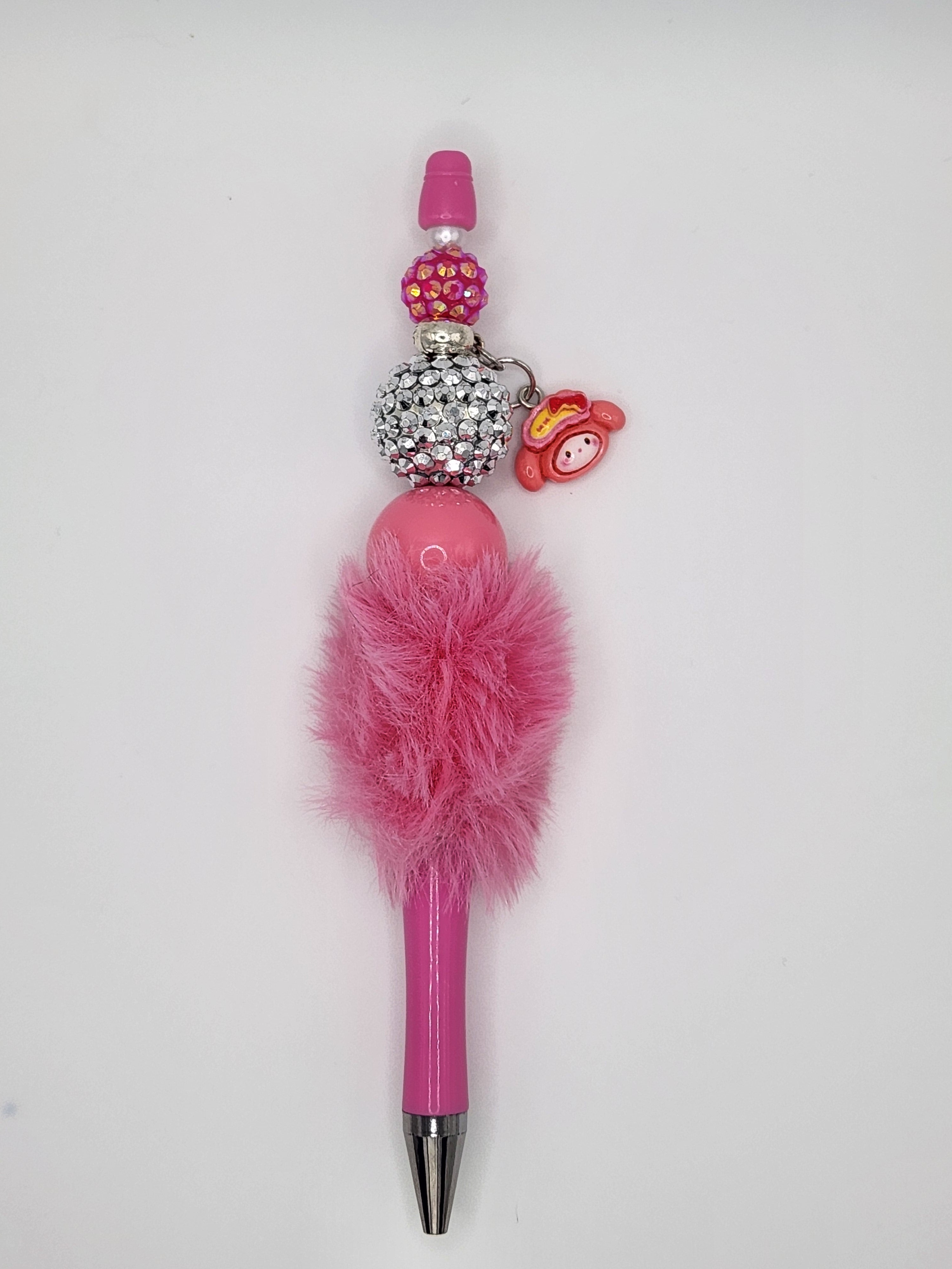 Sweet Pink Glam Shimmer Pom-Pom Pen (Includes Extra Ink!)