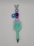 Olivia Sparkles Handmade Mint & Purple Butterfly Beaded Pen (Includes Refill)