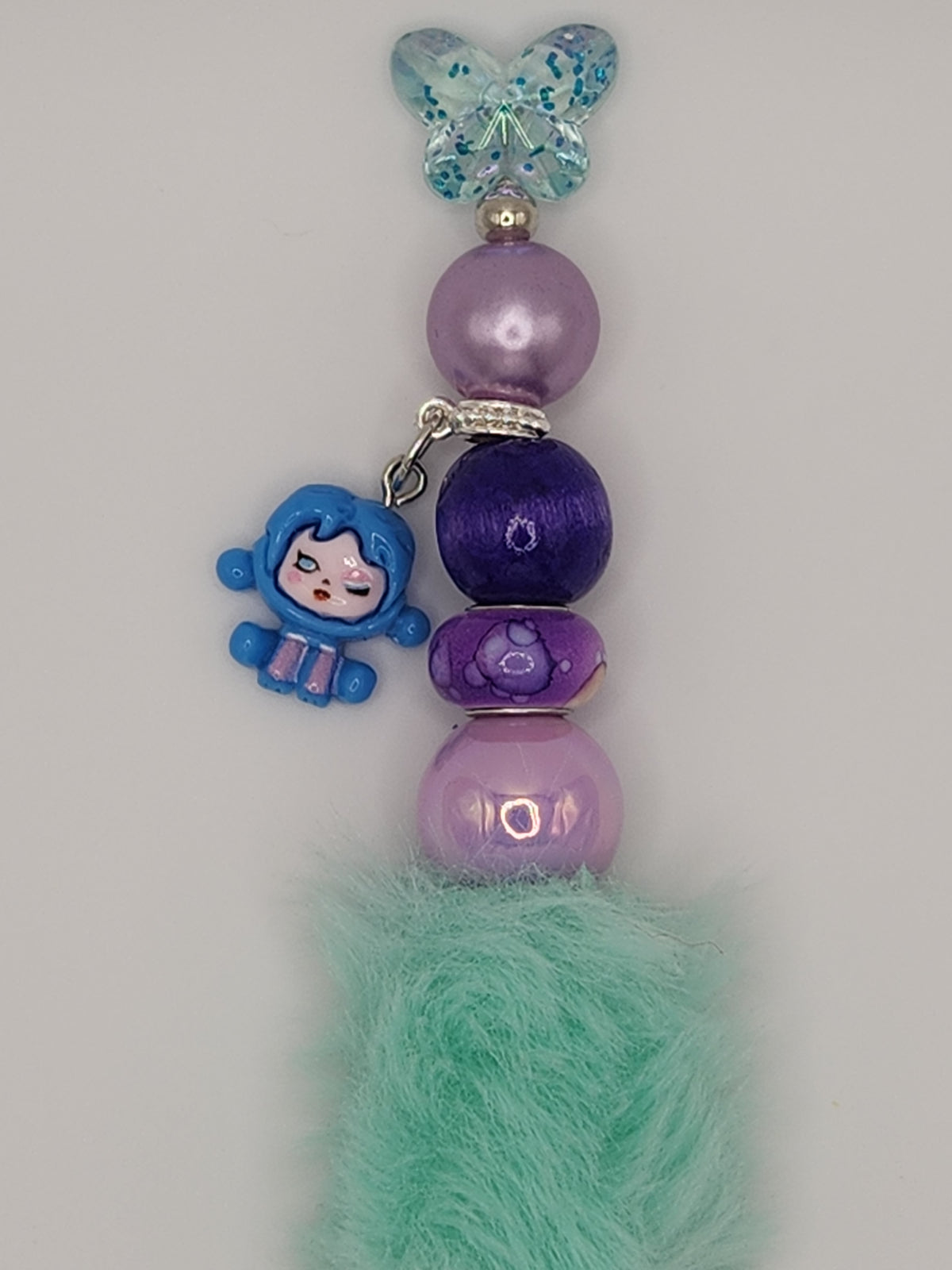 Olivia Sparkles Handmade Mint & Purple Butterfly Beaded Pen (Includes Refill)