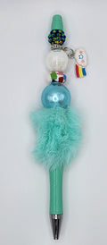 👑 Olivia Sparkles One-of-a-Kind Jeweled Over-the-Rainbow Pompom Pen – 6"