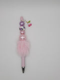 Olivia Sparkles Handmade Pink Floral & Fluffy Beaded Pen (Includes Refill)