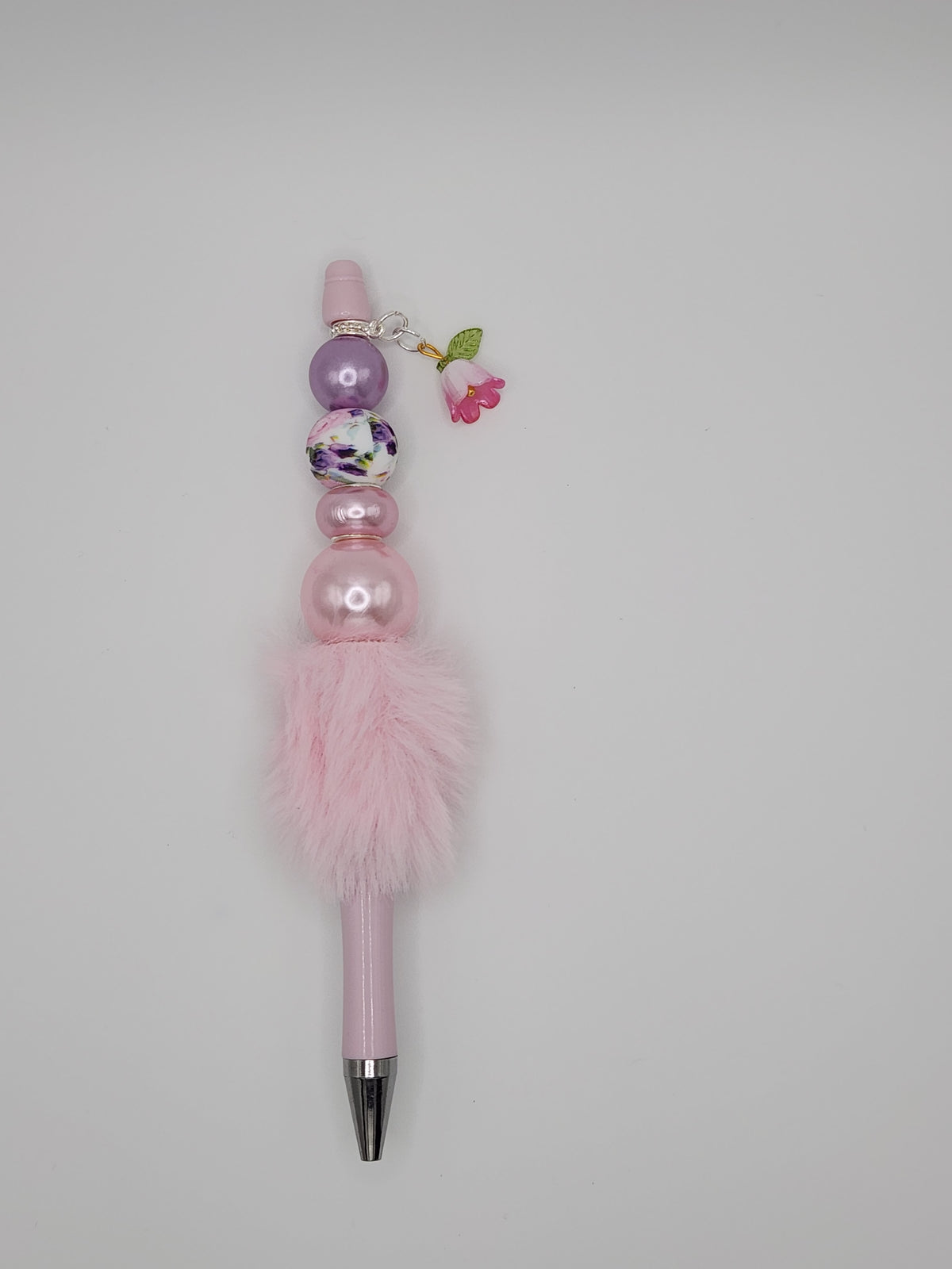 Olivia Sparkles Handmade Pink Floral & Fluffy Beaded Pen (Includes Refill)