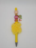 Olivia Sparkles Handmade Sunshine Yellow & Pink Beaded Pen (Includes Refill)