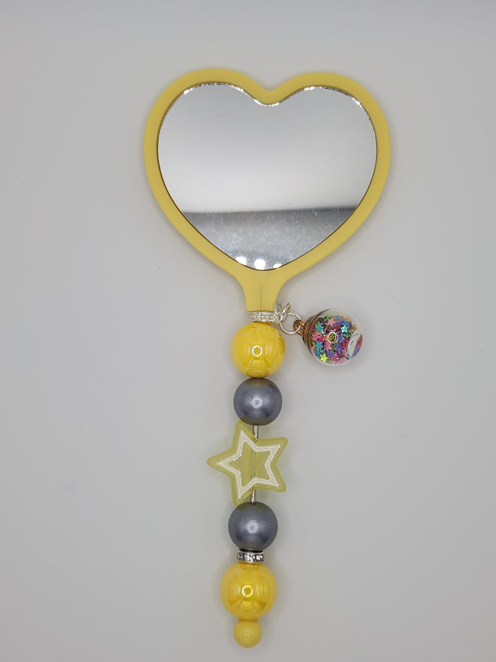 Olivia Sparkles Handmade Yellow Heart Beaded Hand Mirror