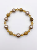 "Earthy Glam" Natural Stone & Champagne Crystal Bracelet | Olivia Sparkles