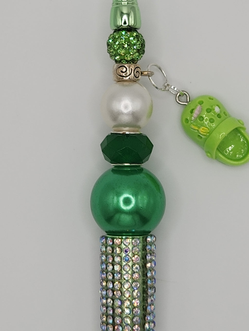 Olivia Sparkles Handmade Emerald Green Rhinestone & Clog Charm Beaded Pen (Includes Refill)