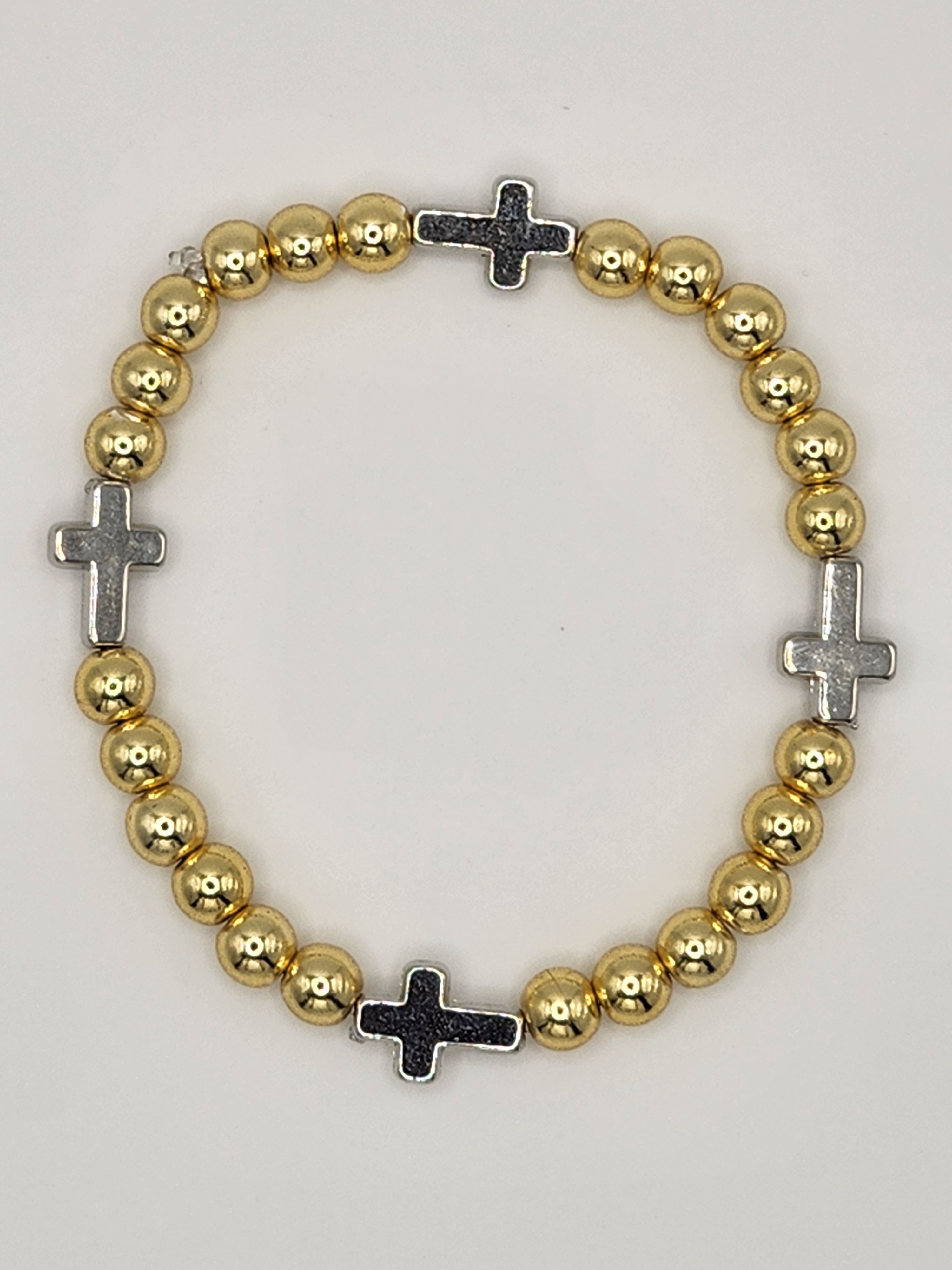 Golden Grace Shimmering Cross Bracelet