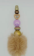 One-of-a-Kind Beige Fluffy Beaded Pen with Heart & Iridescent Accents – Olivia Sparkles Fall 2026 Collection