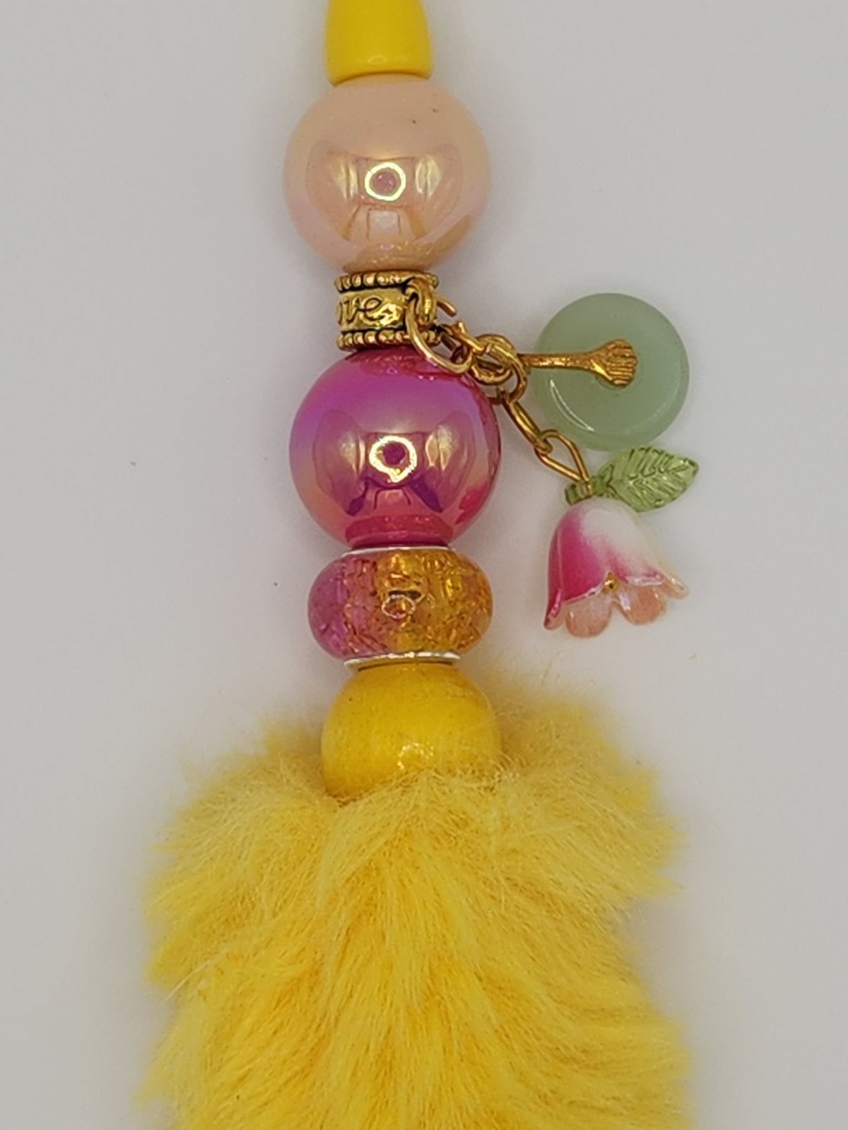 Olivia Sparkles Handmade Sunshine Yellow & Pink Beaded Pen (Includes Refill)