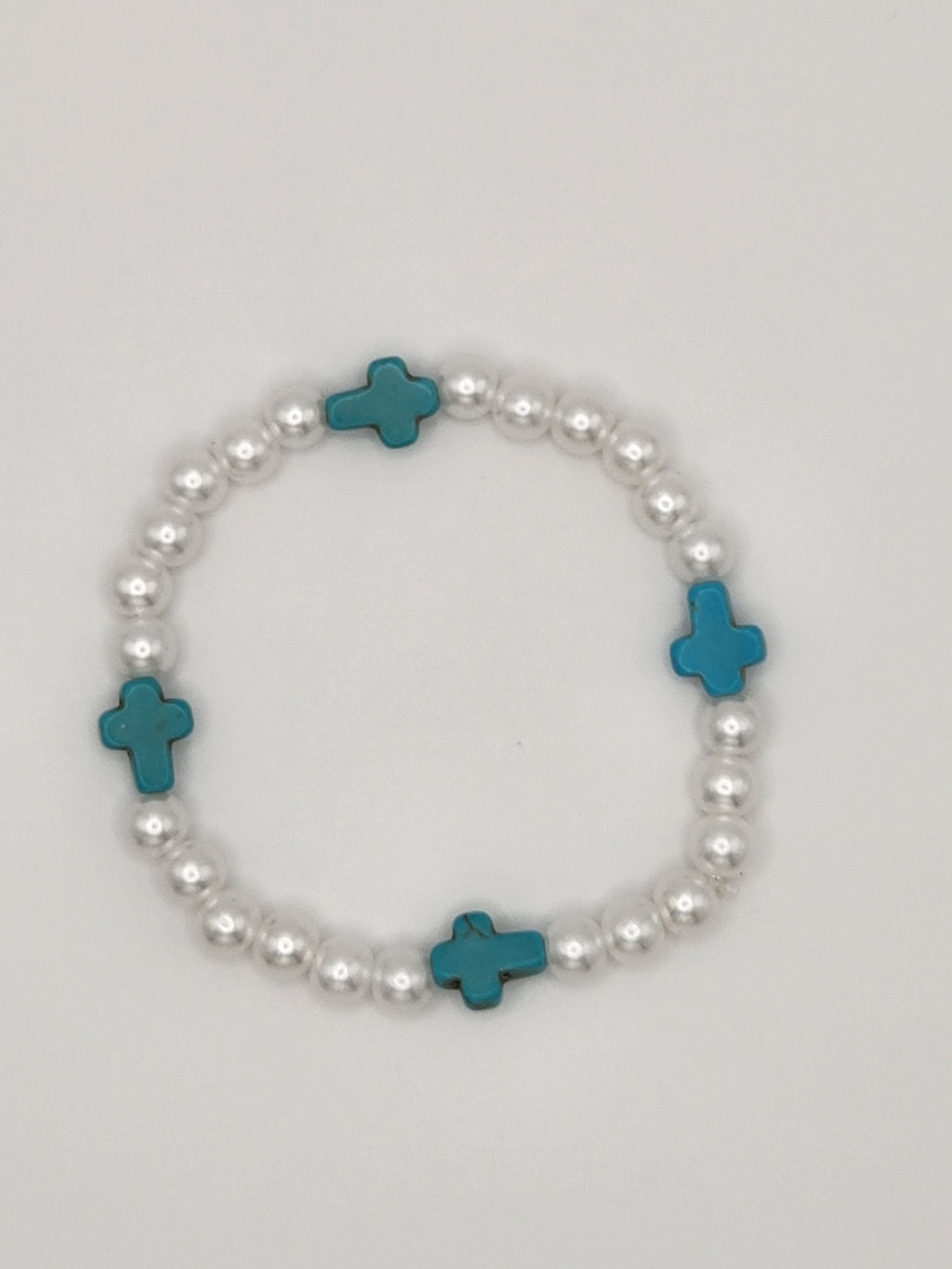 Ocean Grace Faux Pearl & Turquoise Cross Bracelet
