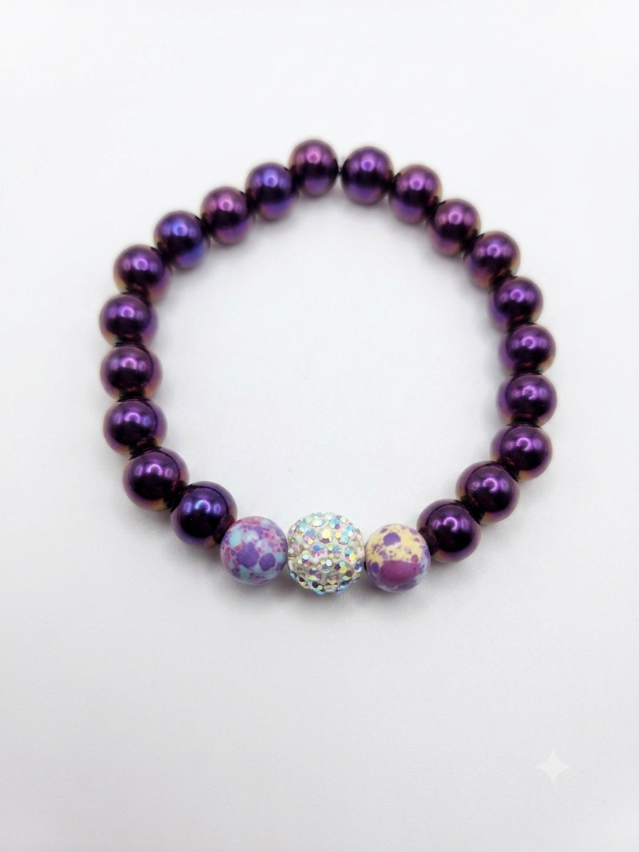 Purple Hematite & Imperial Jasper Stretch Bracelet