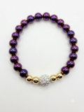 Purple & Gold Hematite Sparkle Stretch Bracelet