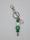 Emerald & Leafy Couture Beaded Bag Charm with Mini Handbag