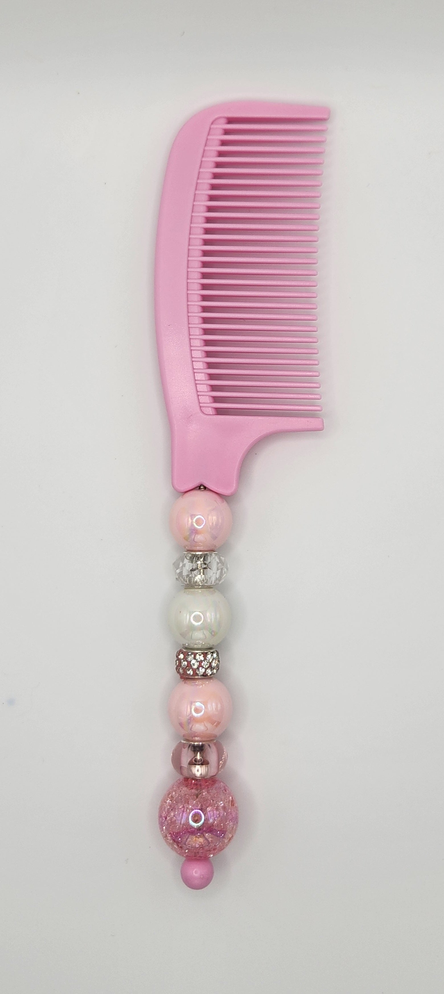 Pastel Pink Beaded Styling Comb