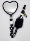 Olivia Sparkles "Midnight Monochrome" Matching Pen & Mirror Set