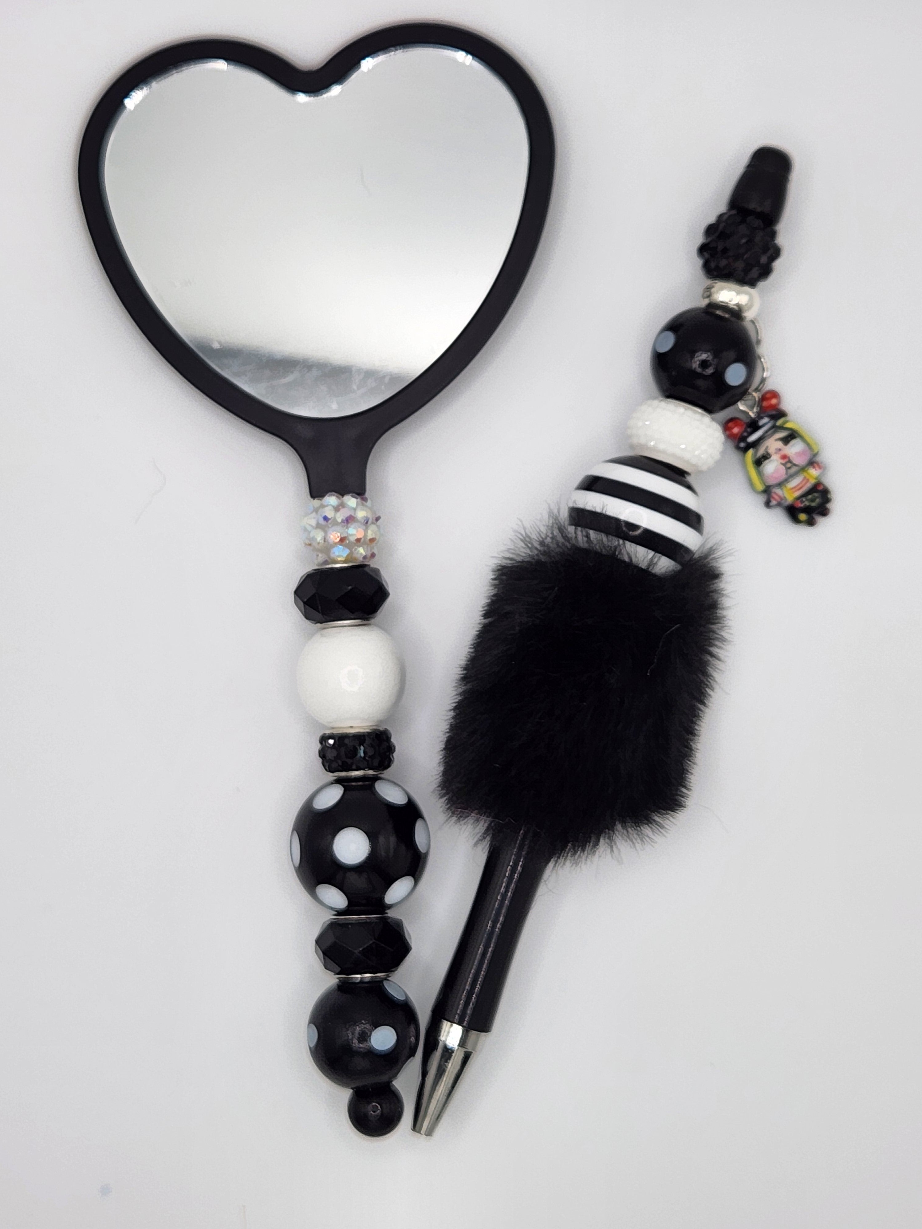 Olivia Sparkles "Midnight Monochrome" Matching Pen & Mirror Set