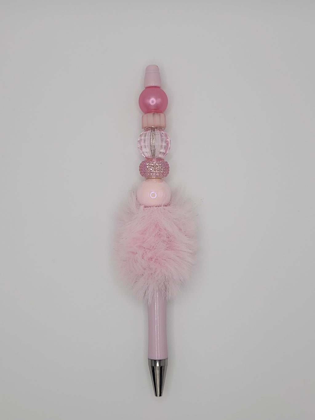 Olivia Sparkles Handmade Soft Pink Monochromatic Fluffy Beaded Pen (Includes Refill)