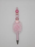 Olivia Sparkles Handmade Soft Pink Monochromatic Fluffy Beaded Pen (Includes Refill)