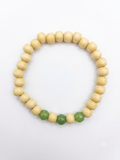 Light Wood & Jade Bead Stretch Bracelet