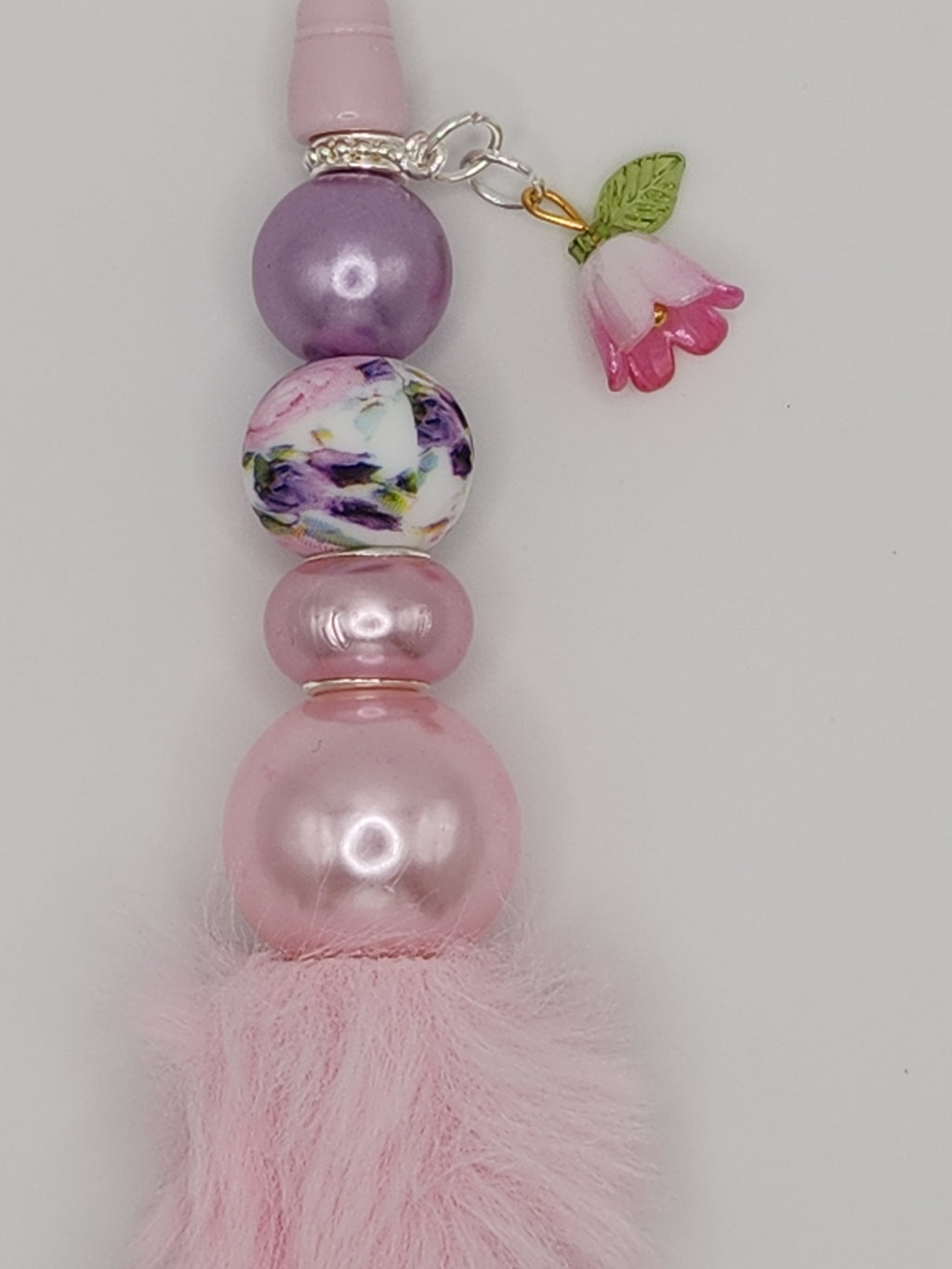 Olivia Sparkles Handmade Pink Floral & Fluffy Beaded Pen (Includes Refill)
