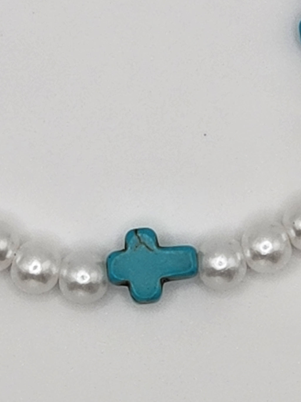 Ocean Grace Faux Pearl & Turquoise Cross Bracelet