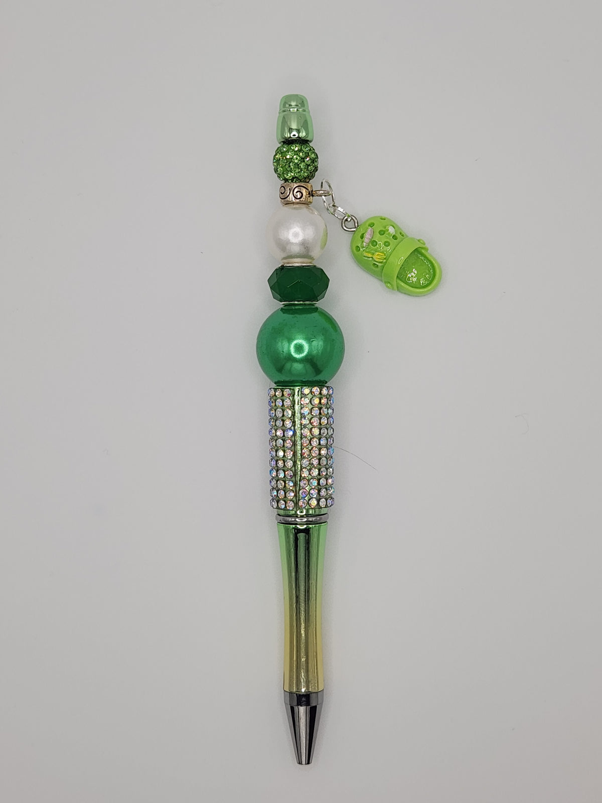 Olivia Sparkles Handmade Emerald Green Rhinestone & Clog Charm Beaded Pen (Includes Refill)